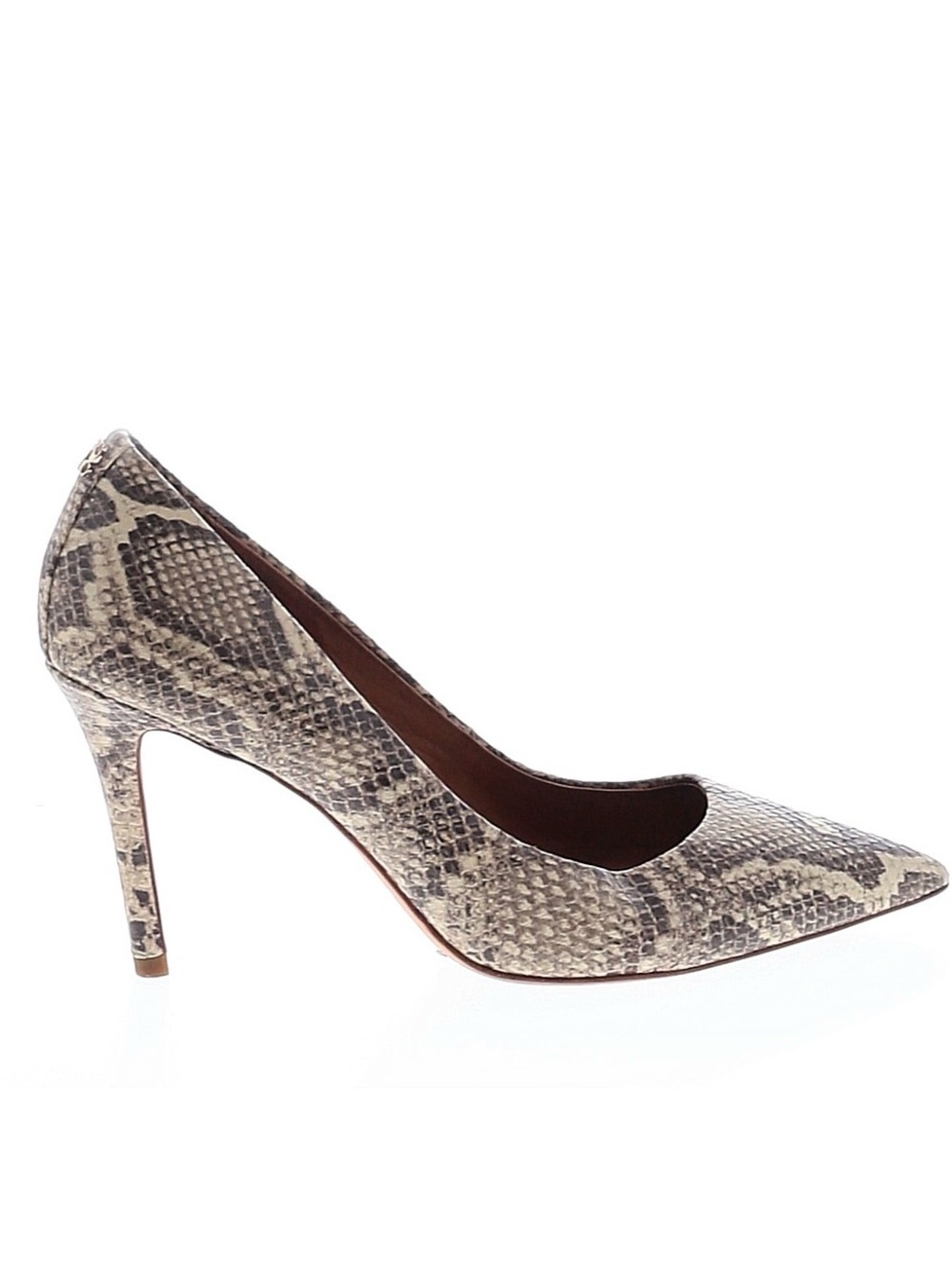 Coach Snake-Print Pointed Toe Pump - Beige and Brown Sz 6.5